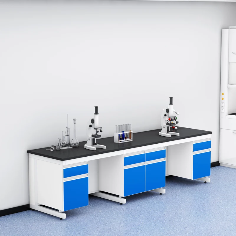 custom.Wall Side Laboratory Furniture Lab Table Workbench Chemical Resistant Lab Top Work with Cabinet