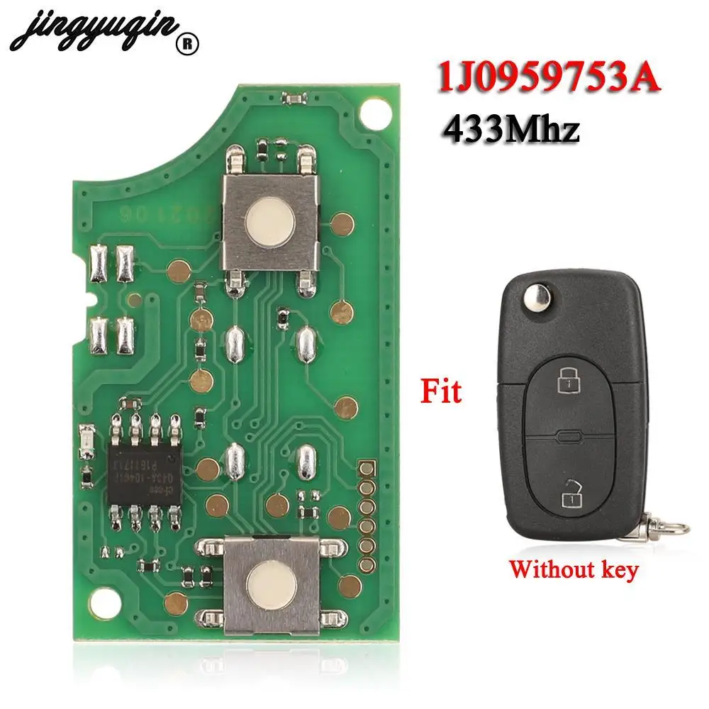 Jingyuqin zdalnie sterowany obwód samochodowy 1 j0959753a 433Mhz dla VW Volkswagen Passat Golf MK4 2 przyciski 1 j0 959 753 Fob PCB