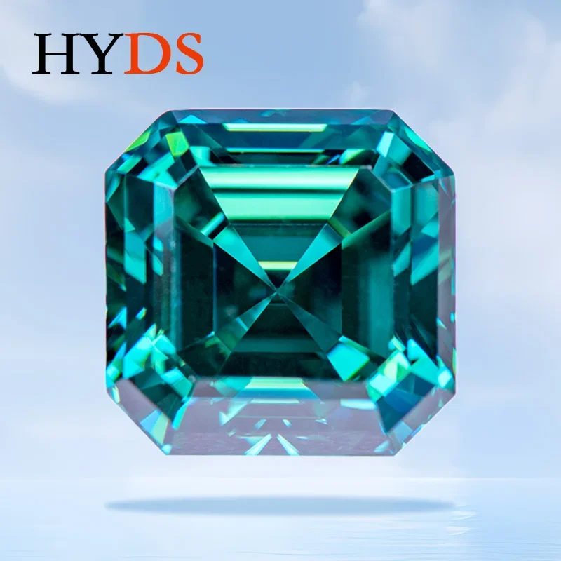 

Moissanite Stone Emerald Green VVS1 Asscher Cut for Pass Diamond Tester Top Charms Jewelry Making Materials with GRA Certificate