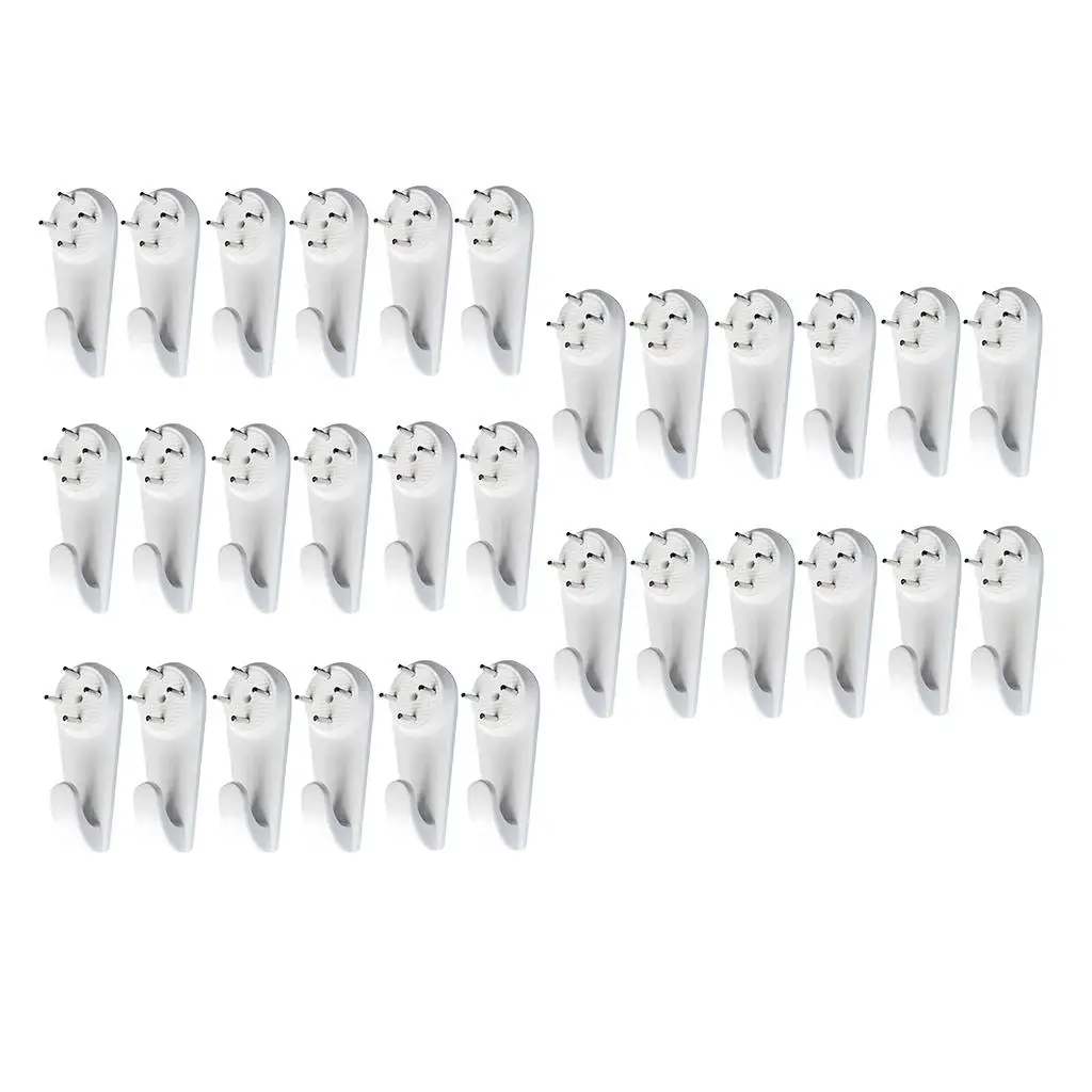 Pack of 30 Hard Wall Picture Hooks Plastic Wall Hanging Hooks 3.1x1.6cm