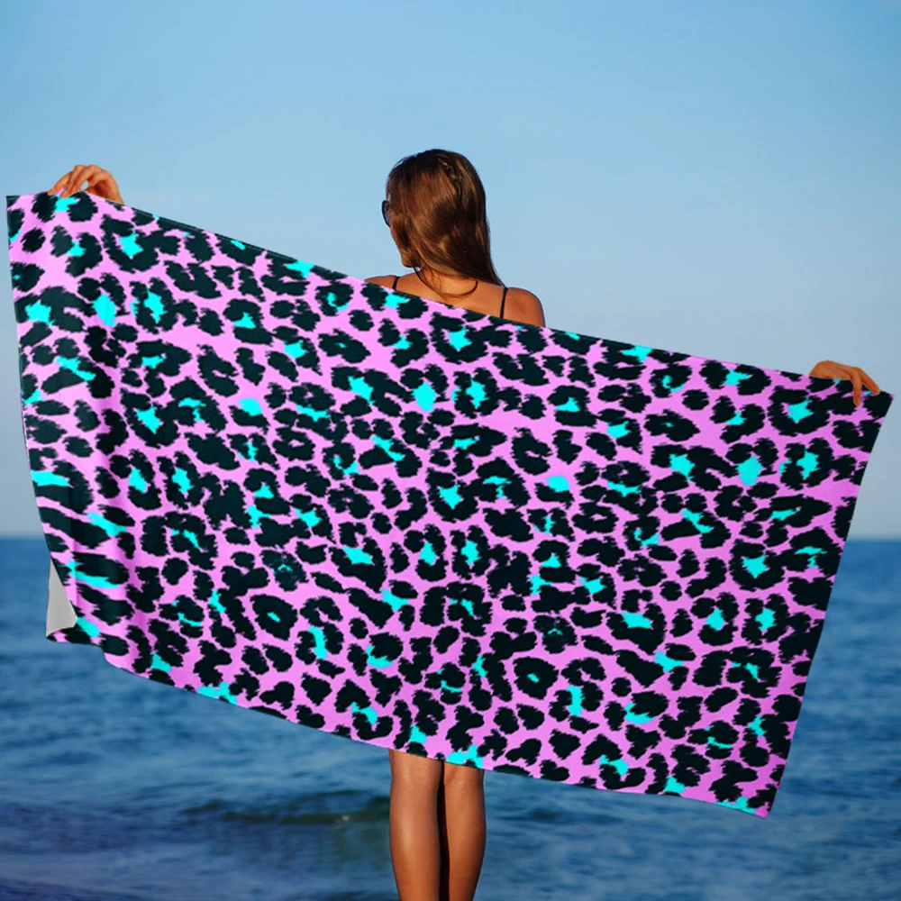 Large Size Beach Towel Leopard Marine Life pattern Sun Protection Windproof Suitable For Pool Camping Stripes Travel Blanket