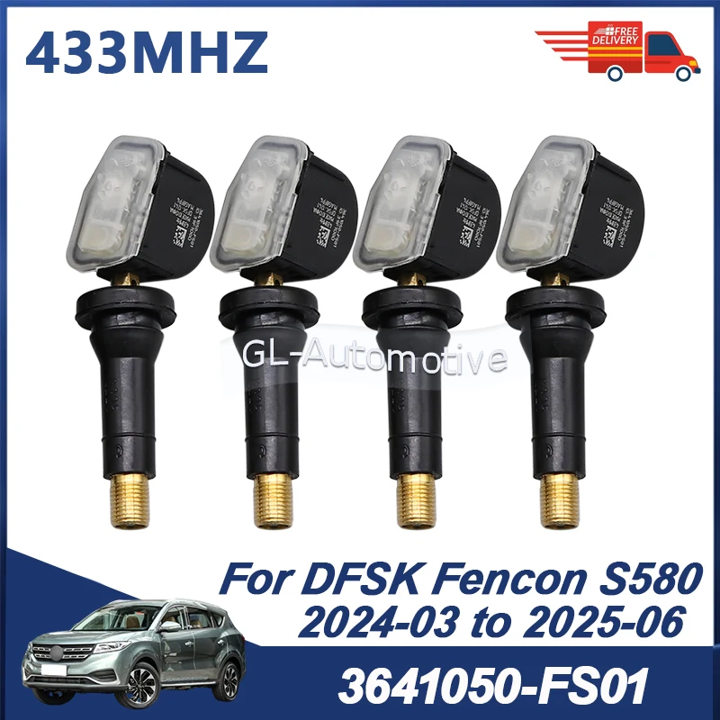 

Датчик TPMS 1/4 шт. для DFSK Fencon S580 2024-2025 S560, датчик давления в шинах 3641050-FS01 433 МГц