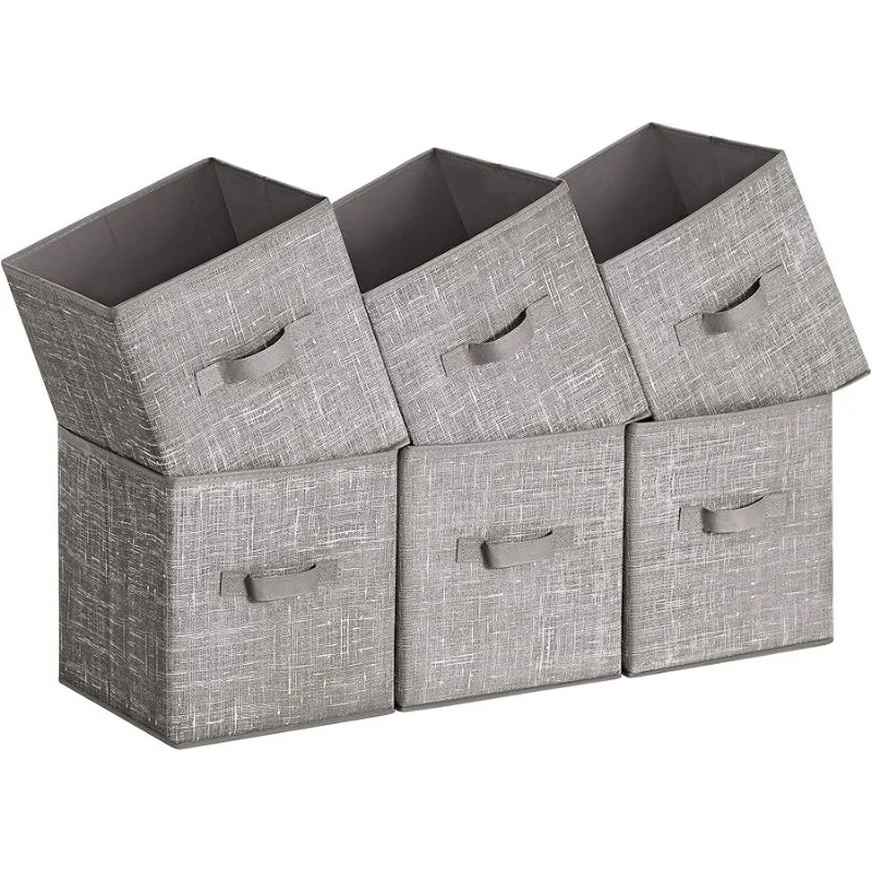 

Storage Cubes, 11-Inch Non-Woven Fabric Bins with Double Handles, Set of 6, Closet Organizers for Shelves, Foldable, for Clothes