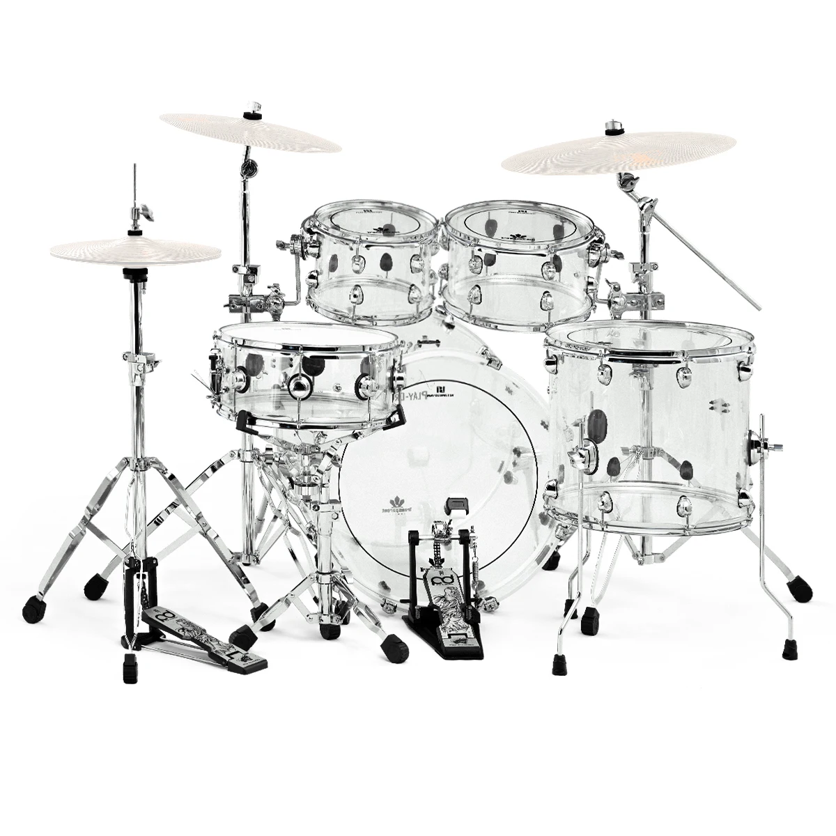 PD Professional Acrylic Drum Set Customizable Transparent Shell Drum Kit Full Sizes Multi-Color Percussion For Stage Performance