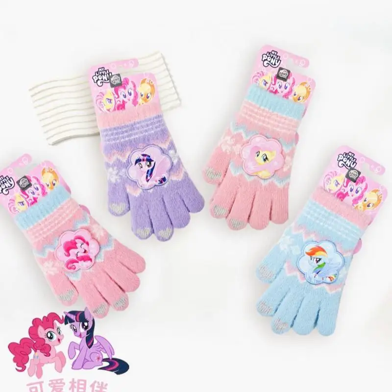

My Little Pony Anime Kawaii Gloves Cartoon Autumn Winter Collection Thick Warm Windproof Five Finger Gloves Christmas Present