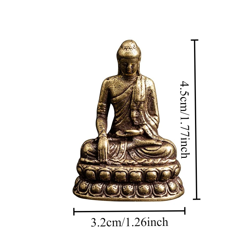 Brass Sakyamuni Buddha Figurines Miniatures Desktop Ornament Antique Copper Dharma Master Statue Decorations