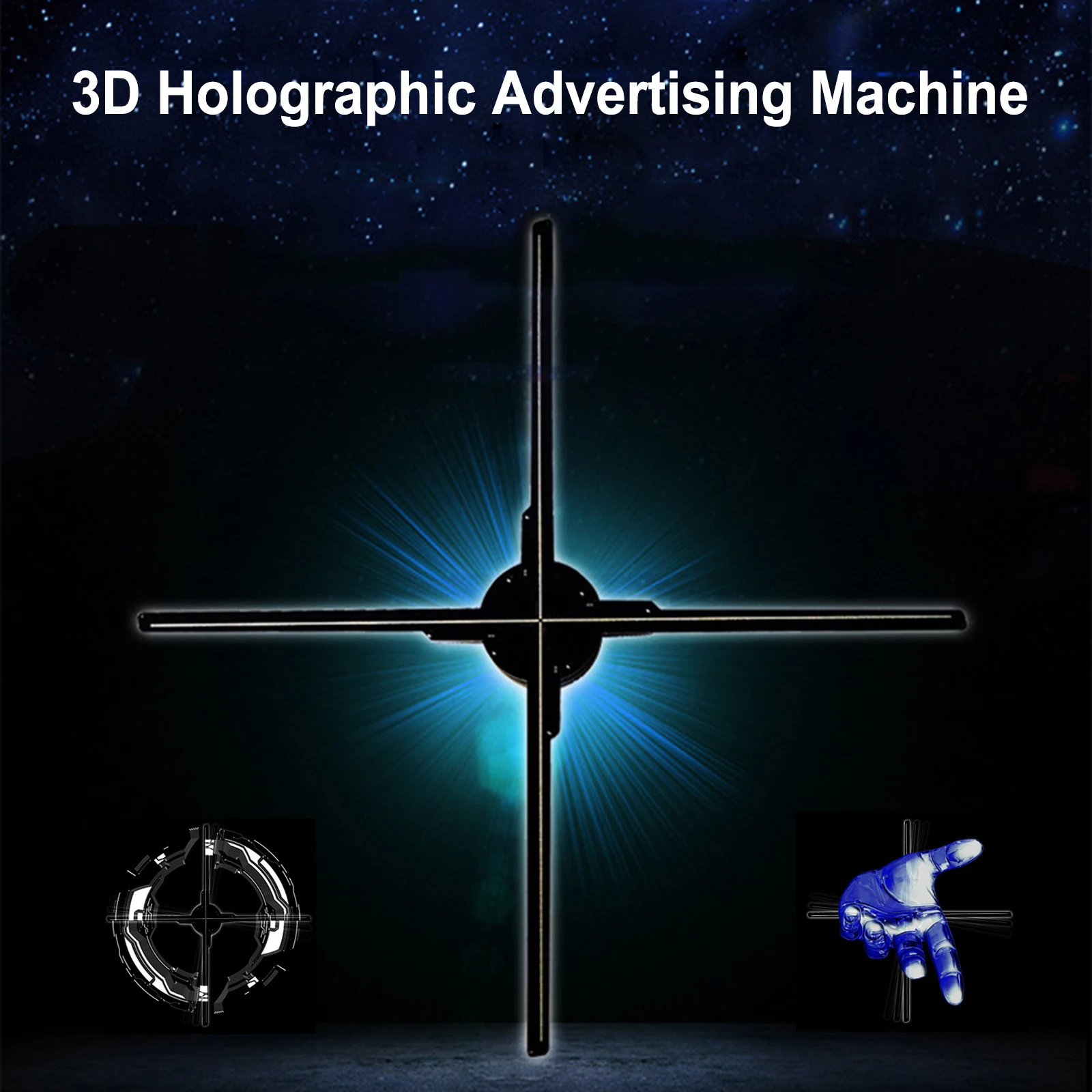 3D Fan Projeção Holográfica com Controle Remoto, Wi-Fi, LED Logo, Holográfica Jogador Luz, Imagem Vídeo, Display Publicidade, 65 centímetros