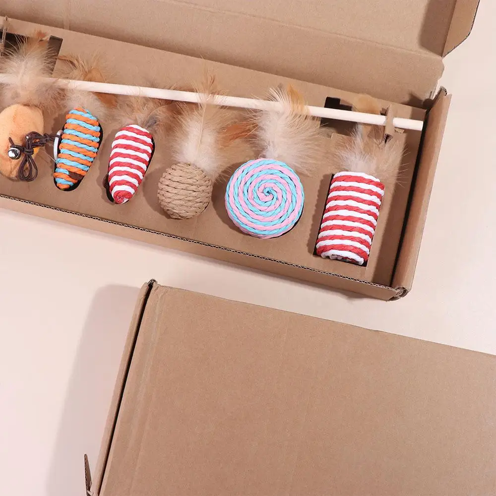 

Creative Detachable Pet Cat Toy Set Interactive with Bell Pet Mouse Paw Games Handheld Cat Playing Teaser Wand Self Happy