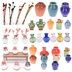 1/2/3PCS Mini Flower Vase Bottle For Doll House Kitchen Furniture Decoration Accessories Simulation Toy 1:12 Dollhouse Miniature