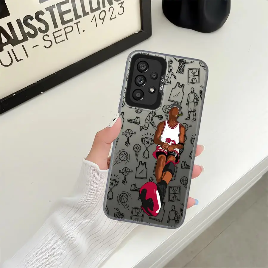 حافظة لهاتف سامسونج جالاكسي A30 A50 A04 A05 A06 A07 A72 A02 A03 A10 A20 A51 A52 A71 A54 A55 A56 غطاء الهاتف الخلفي كرة السلة الرياضة