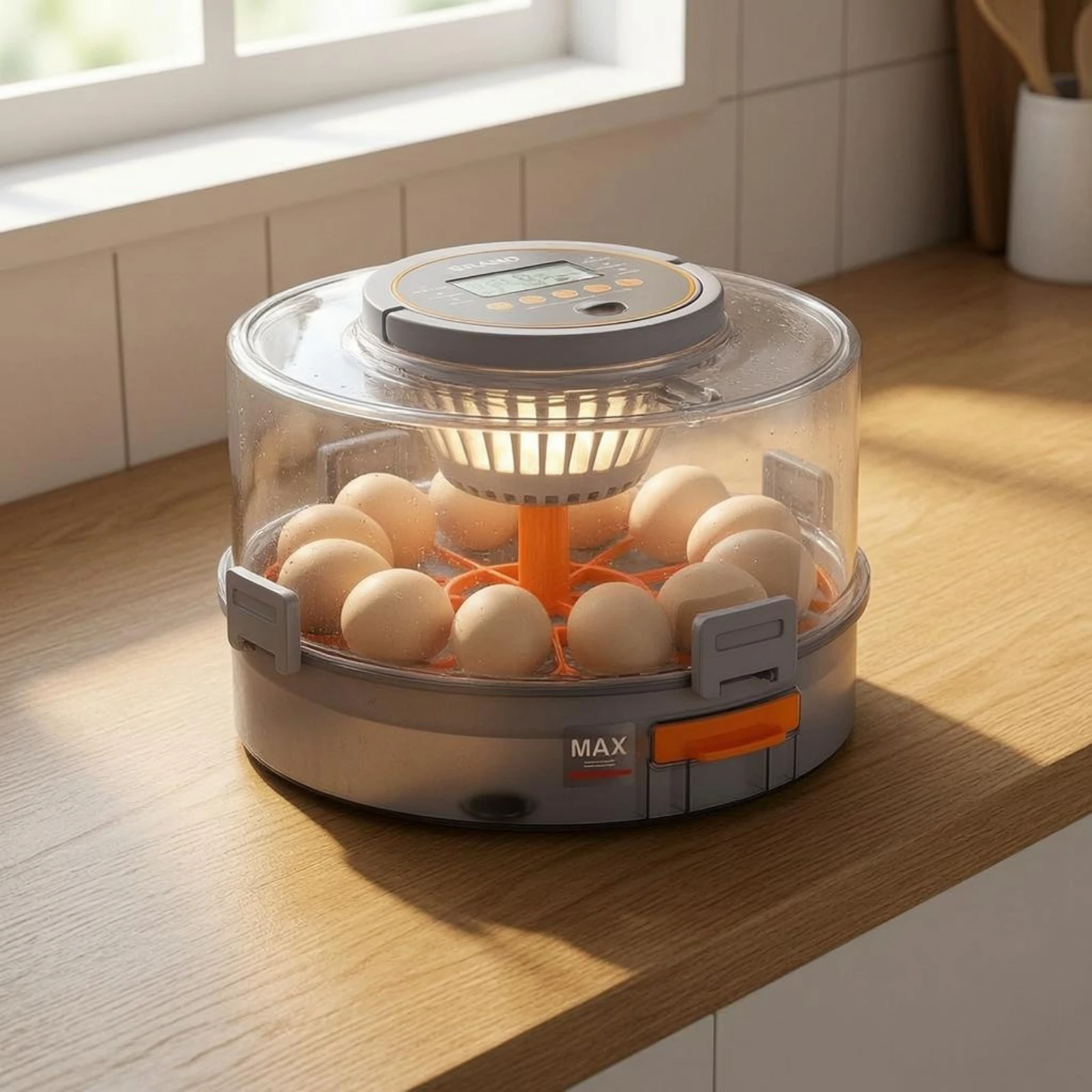 Hatching Gear Transparent Egg Incubator with Built-in Candler and Humidity Monitor Smart Egg Hatcher for Backyard Poultry