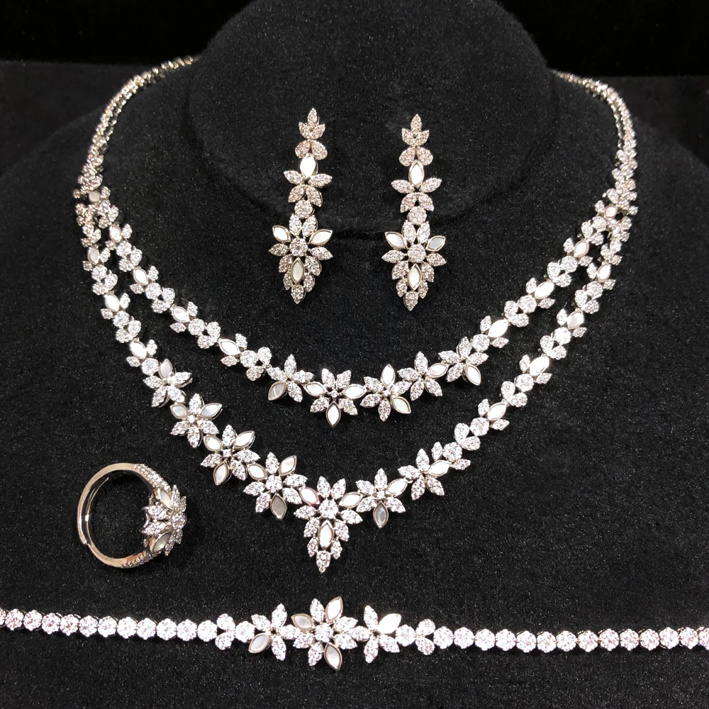 GODKI Famous Brand Necklace Earring Set Jewelry Set For Women Wedding Luxury Full Cubic Zircon Dubai Bridal Jewelry SetS