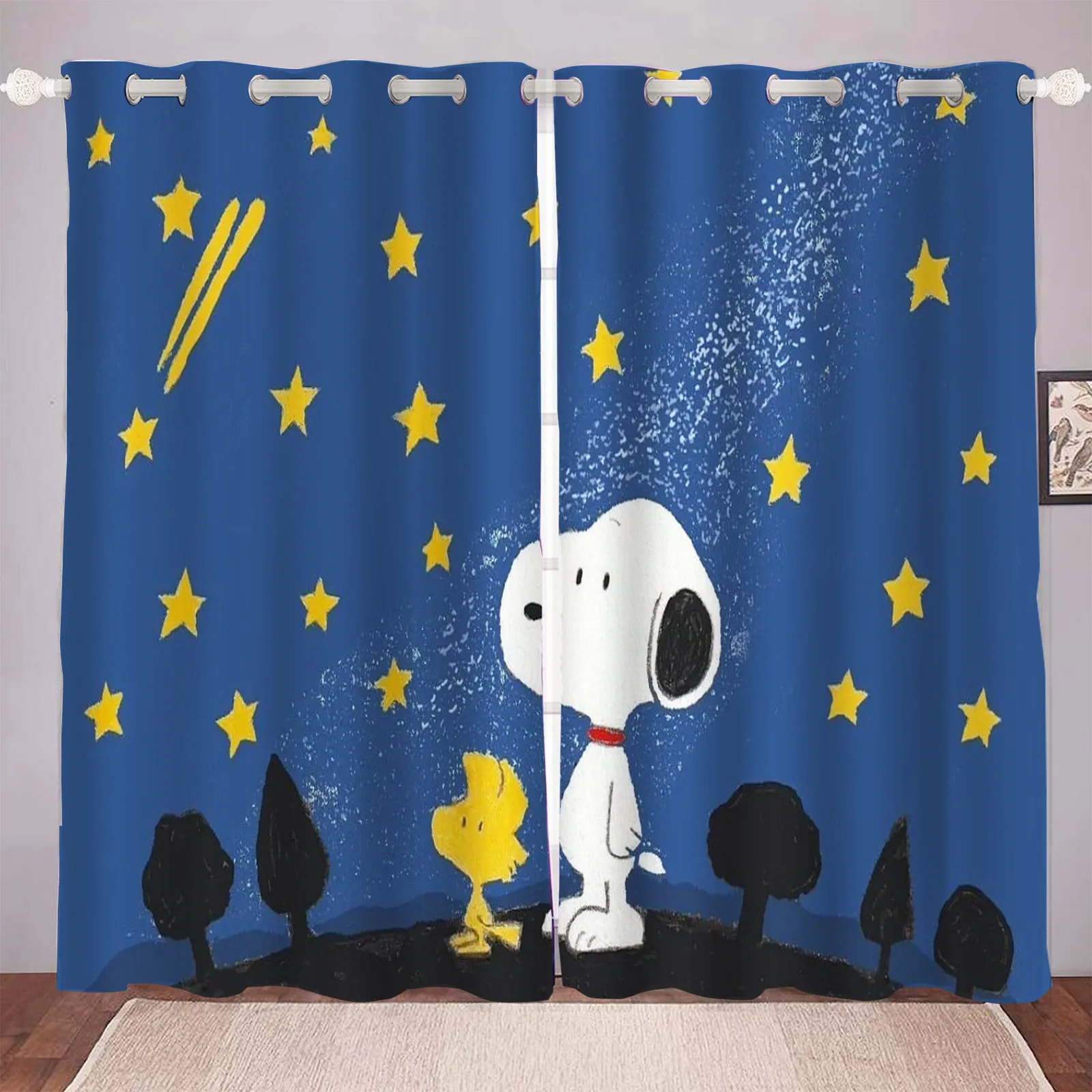 

MINISO Snoopy Super Cute Living Room Blackout Cartoon Curtains, Animated Curtains, Customisable Home Nursery, Window Treatments