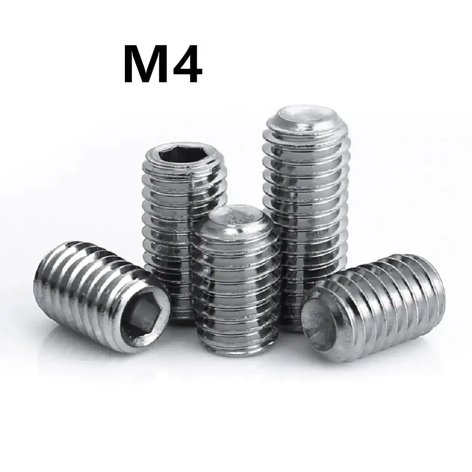 100pcs/lot GB80 hex 304 Stainless steel M4x2.5/3/3.5/4/5/6/8/10/12/16/20/25/30mm screw cup point DIN916 set socket with