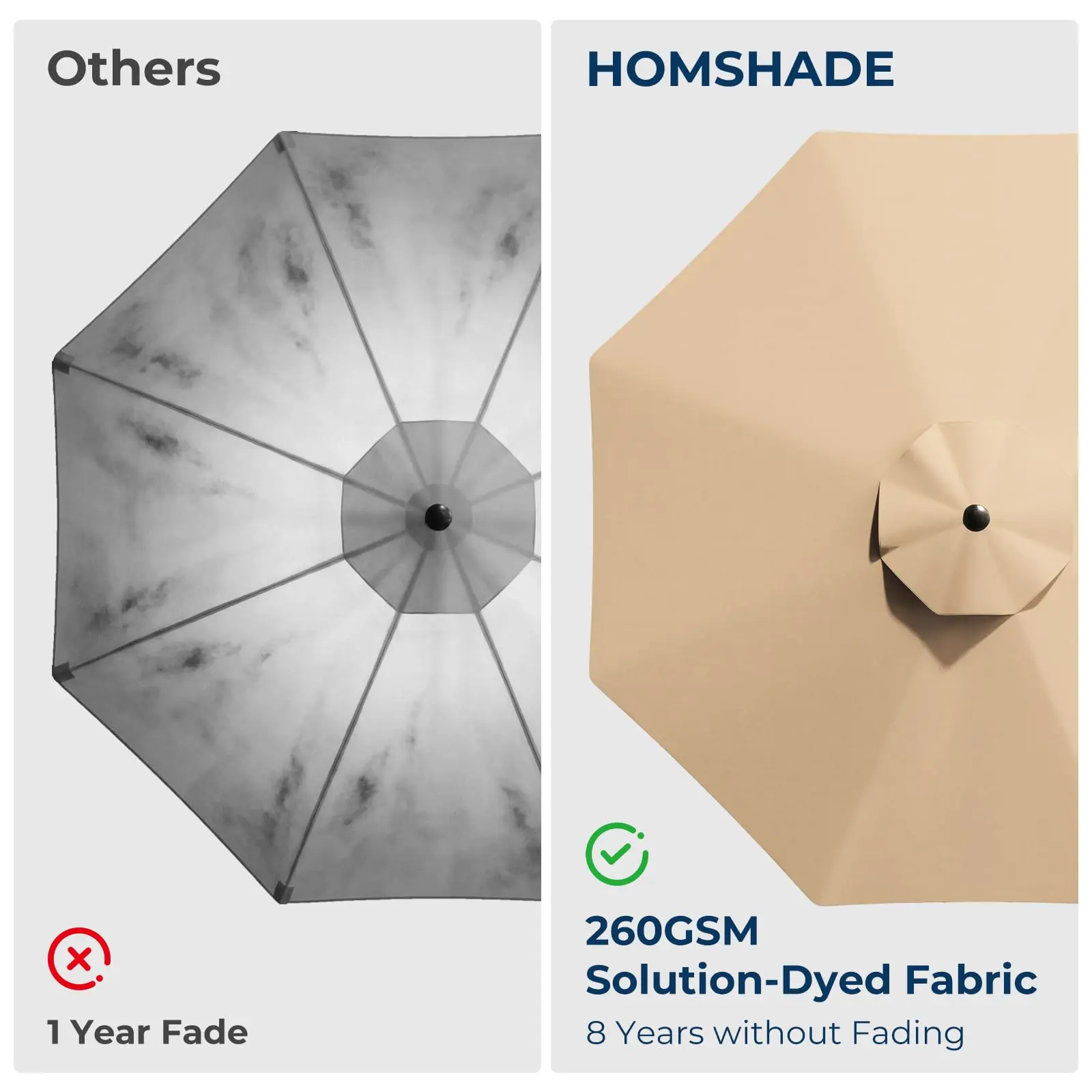 10ft Patio Umbrella with Base Included, 8-Year-Non-Fading Cantilever Umbrella with Solution-Dyed Acrylic Fabric, UPF50+