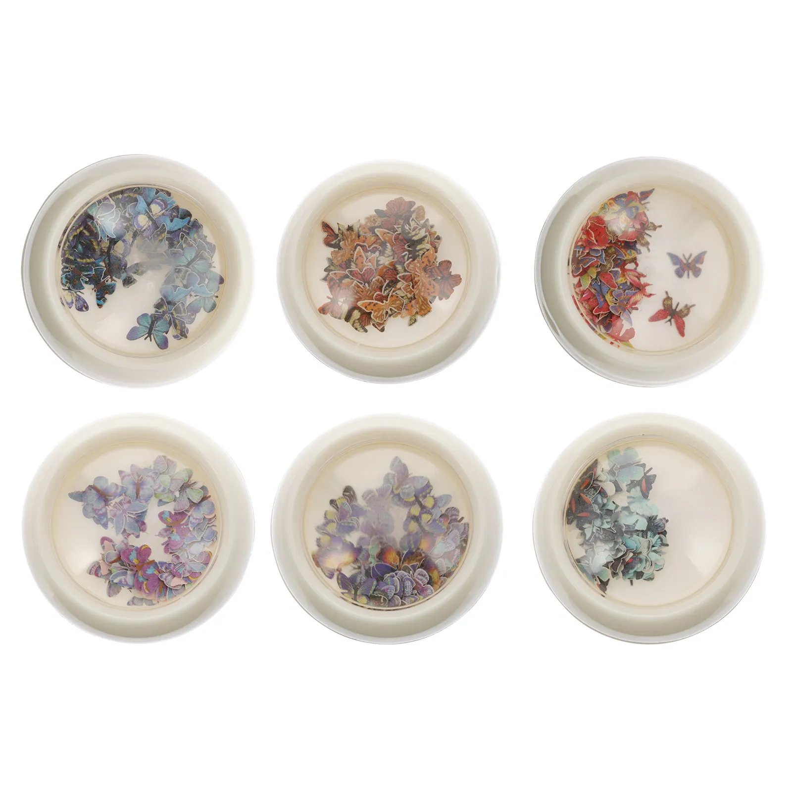 

6 Boxes Butterfly Nail Art Decoration with Sequins Charm Accessories for Technician