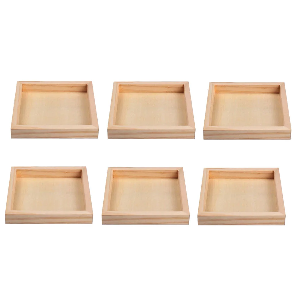 6 Pcs Puzzle Tray Wood Serving 3D Accessory Blocks Storage Pallet Sorting Trays for Wooden Toy Holder Child