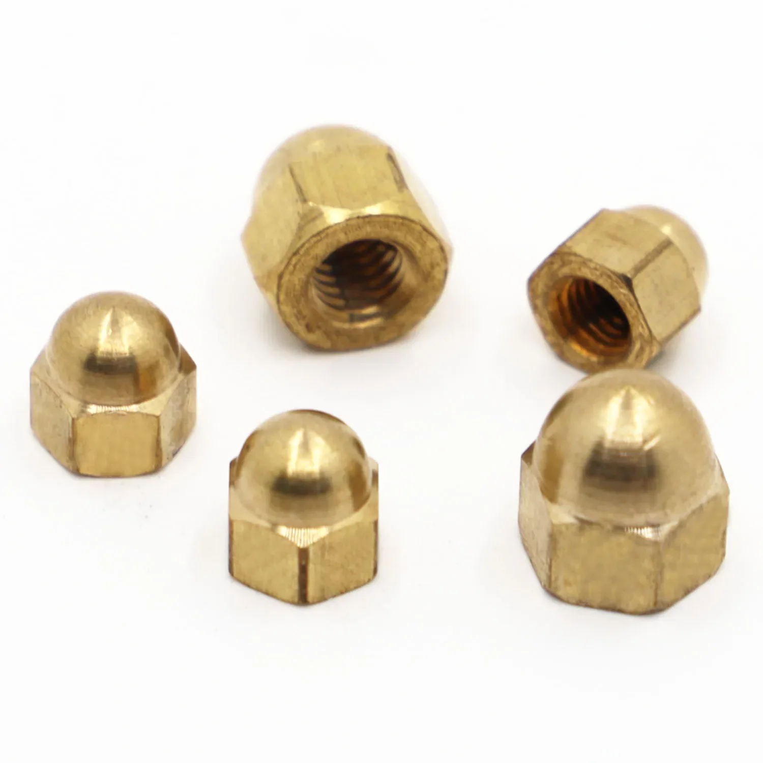 M3 M4 M5 M6 M8 M10 M12 Brass Cap Hex Nuts Decorative Dome Head Cover Semicircle Acorn Nut DIN1587