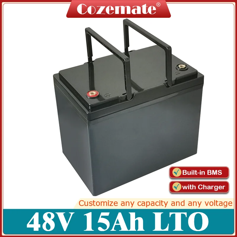 

Waterproof LTO 48V 15AH Lithium Titanate Battery BMS 20S 2.4V LTO for EV RV AGV 2-wheel golf cart Camper Bakfiets + 3A Charger
