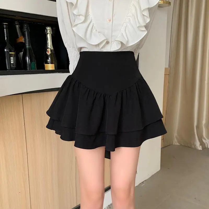 Mini Short Skirt Women A-Line Tight High Waist Fashion Elegant Skirt Office Lady Summer Cute Kawaii Cake Large Size Preppy Skirt