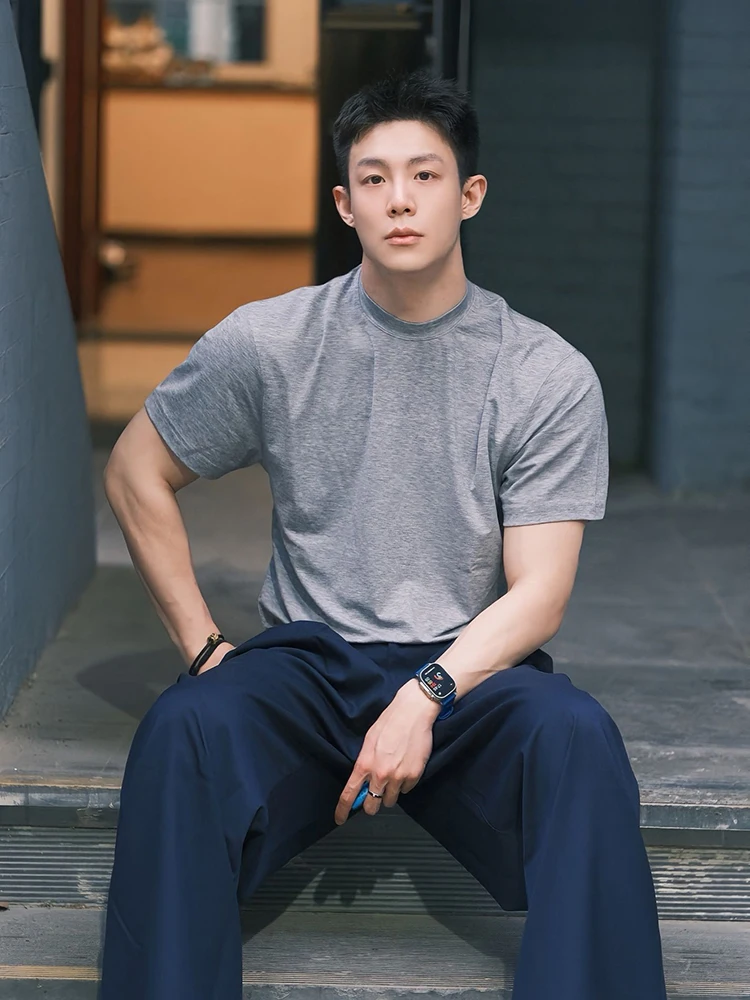 

Мужская футболка из хлопка для спорта и повседневной носки, с круглым вырезом, свободного кроя, в американском стиле