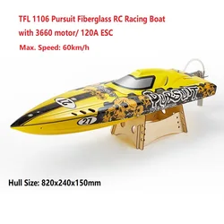 TFL 1106 Pursuit / Raider / Rocket Fiberglass Electric Brushless RC Racing Boat w/ 3660 KV2070 / KV1620 Motor /120A ESC