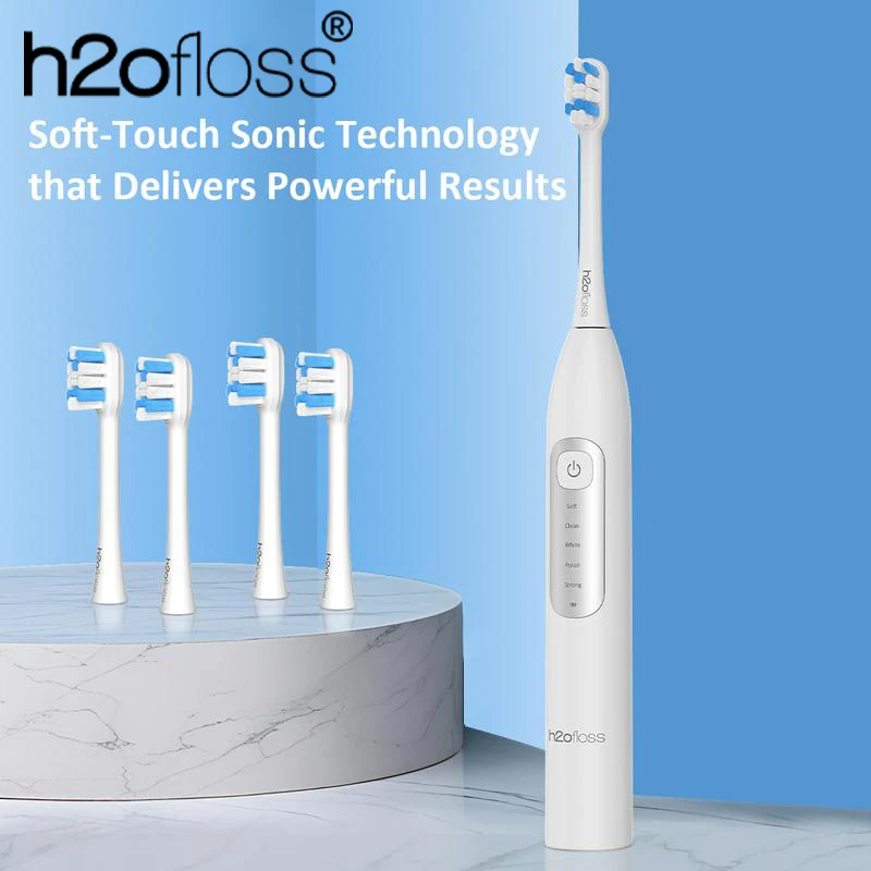 

H2ofloss Sonic Electric Toothbrush For Adults 2000mAh Large Battery Ultrasonic Rechargeable 5 Modes IPX7 Waterproof Oral Clean