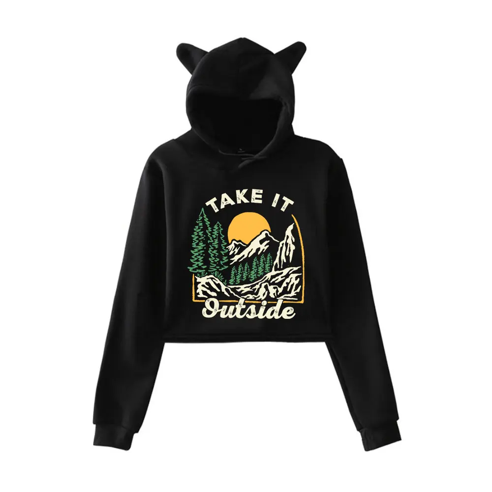 

Outdoor Boys Hoodie Vintage 90s Streetwear Fashion Merch Hoodies Sweatshirts for Girls Cat Ear Crop