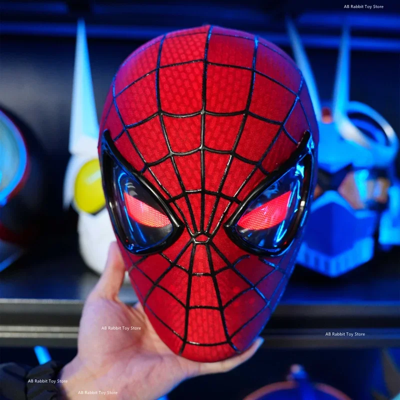 New The Amazing Spider-Man Headgear Movable Mask Helmet Electric Ring Control Eye Luminous Cosplay Collection Model Toy Kid Gift