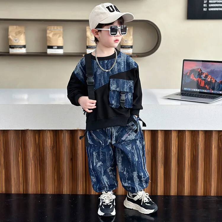 Boys Sweatshirts +Pants Kids Suits Cotton 2PCS/Set 2024 New Spring Autumn Cotton Sportswear Suit Tracksuits Outfits Children Clo