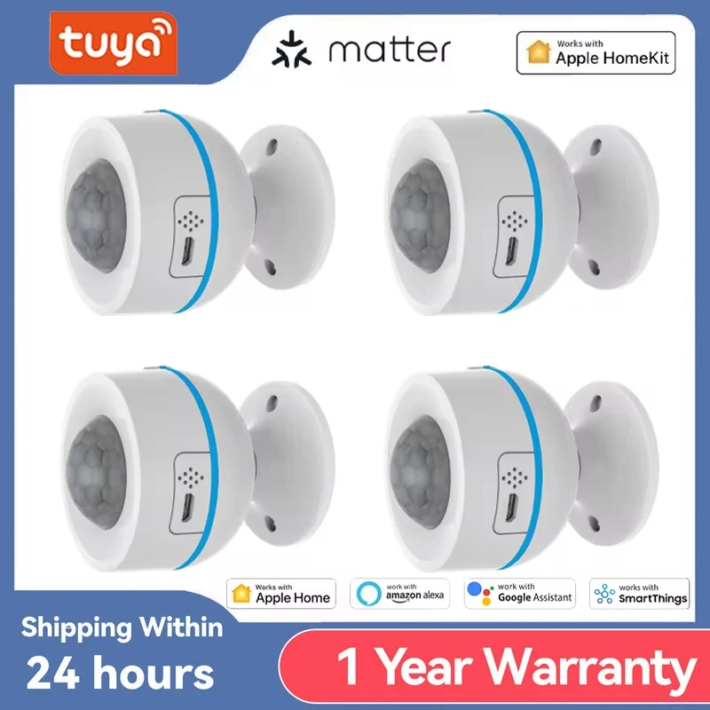 Tuya Matter Thread PIR Motion Detector Wireless Human Body Infrared Detector Work With HomeKit Alexa Google Home SmartThings