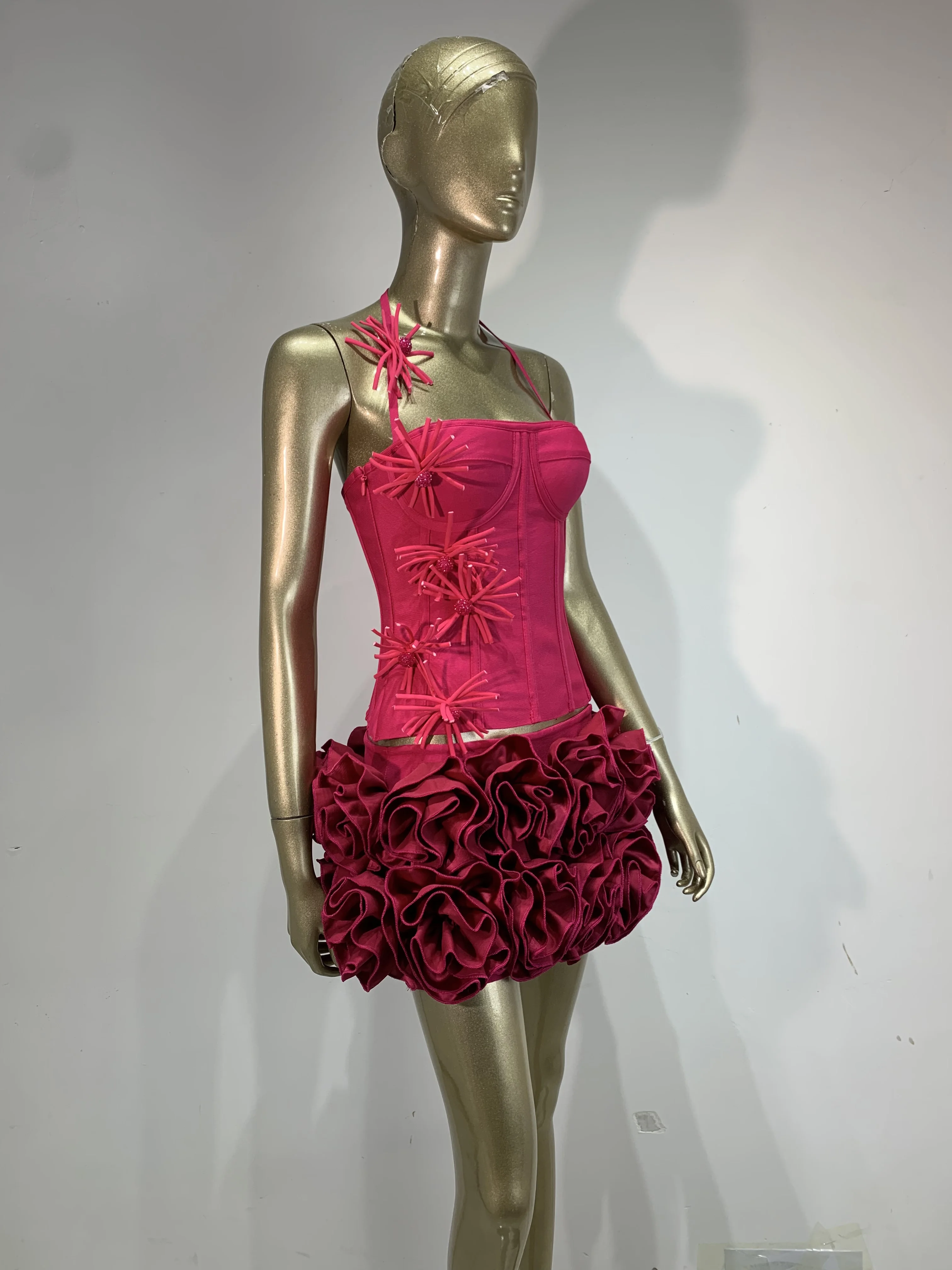 

Women Sexy Halter Prom Gown Celebrity Club Two Piece Set Celebrity Elegant Fashion Luxury Birthday Party Cocktail Bandage Outfit