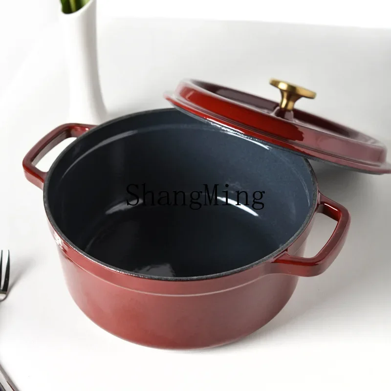

CL exquisite and fashionable 24CM enamel cast iron pot soup saucepan black enamel pot multi-functional non-stick pan