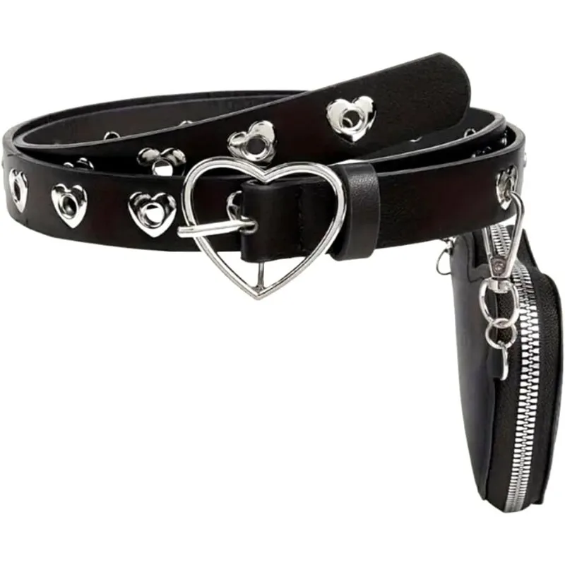 2025년 신상 Y2K 미니 체인 하트 벨트 허리 팩 - 조절 가능한 금속 버클, 여성용 고딕 허리띠