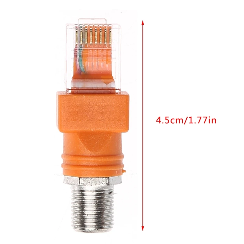 DN59 F Female to RJ45 Male Coaxial Hollow Coupler Adapter RJ45 to RF Connector Converter -Ethernet Cable, Orange