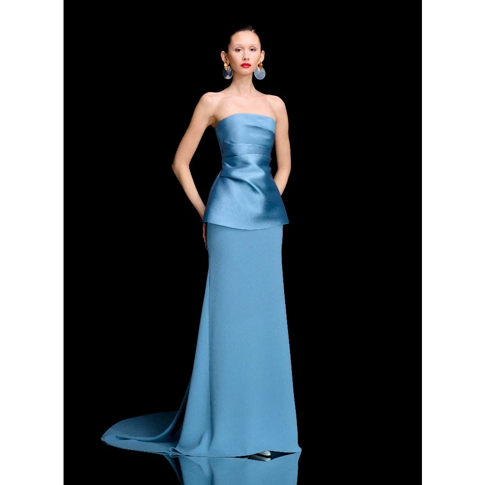 Customized Maxi Evening Dresses Strapless Luxury Party Dress with Train Long Elegant Modern Prom Cocktail Gowns for Women 2026