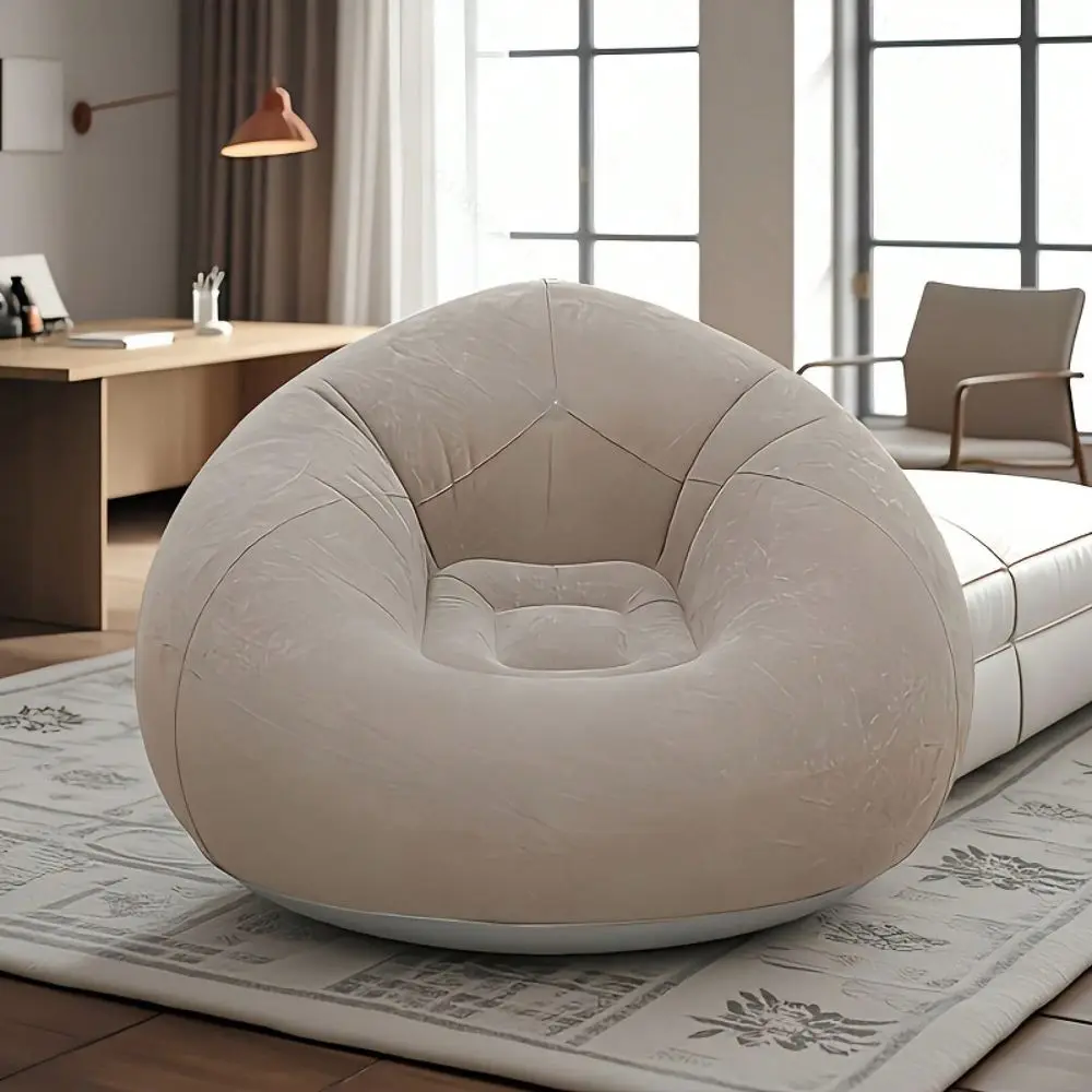

Inflatable Lazy Sofa Oval Foldable Outdoor Lounge Chair With Backrest And Armrests, Suitable For Camping, Patio, Garden, Indoor