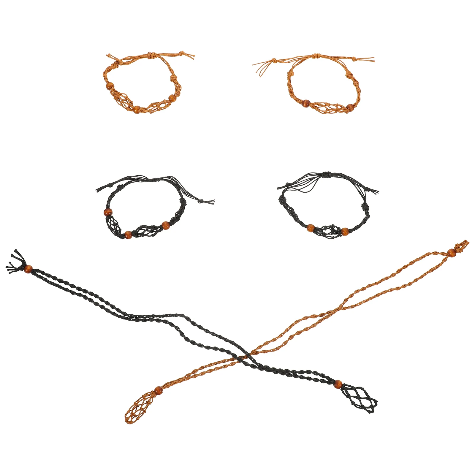 

1 set 1 Set Retro Woven Rope Hanging Necklace Bracelet Pendant Net Bag Natural Stone Accessories Diy Jewelry Making Cord Vintage