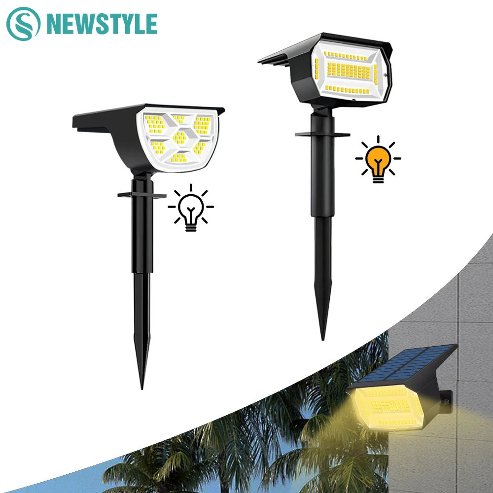 1/2/4PCS Solar Spot Light 68/72 LED Outdoor Garden Solar Landscape Spotlights Waterproof 3 Modes Wall Light Door Backyard Garage