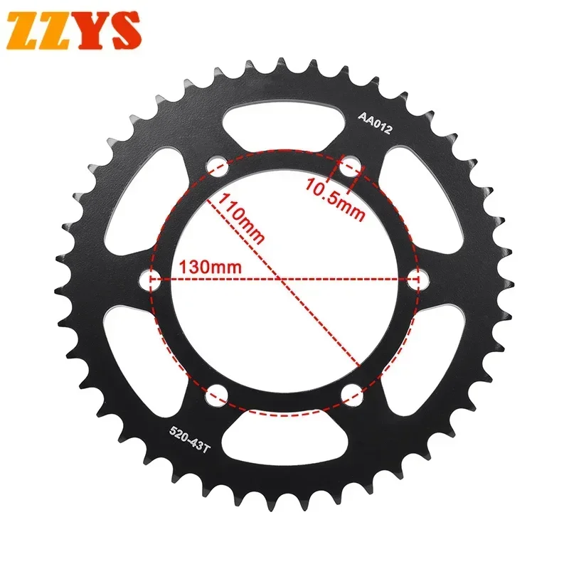 520 43T Tooth Rear Sprocket Gear Wheel Cam For Kawasaki Road Z250SL Ninja KRT BX250 BX250A Z250 BX Z 250 ZR400 Zephyr X ZR 400