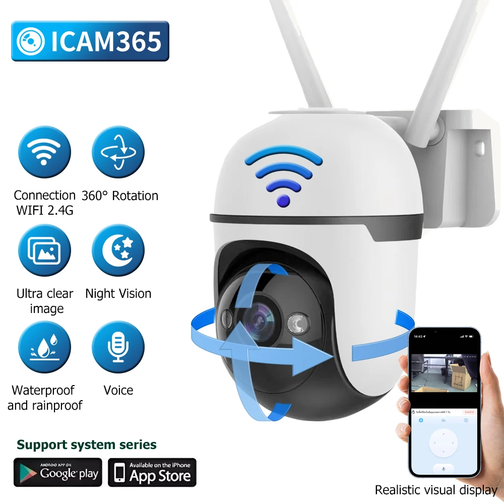 

1080P 2MP Security Camera 360° Home Outdoor Surveillance Camera WiFi Night Vision Detection CCTV Monitor Mini Cameras for Baby