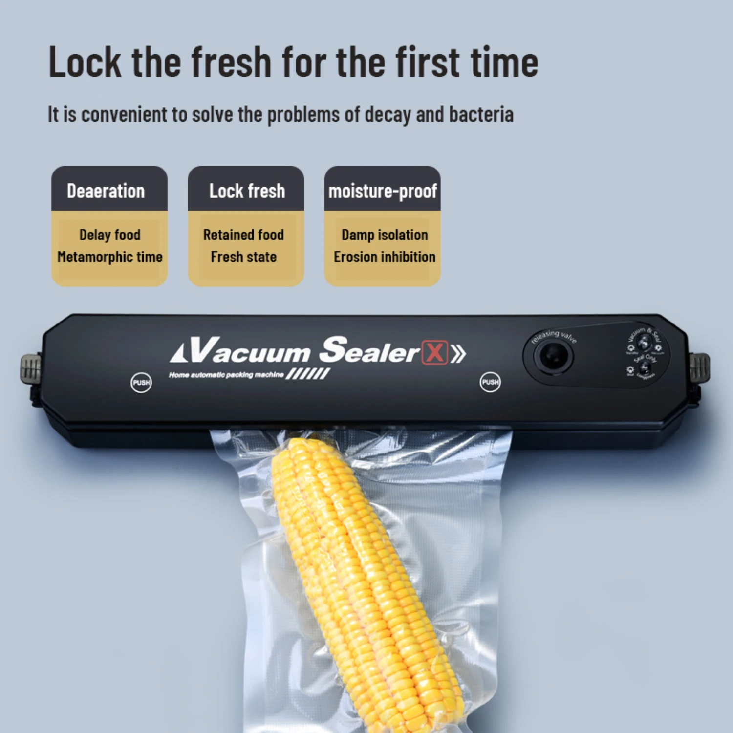 NEW Highly Efficient Premium Black Food Vacuum Sealer: Essential Household Appliance for Quality Preservation - Effective 110V/2