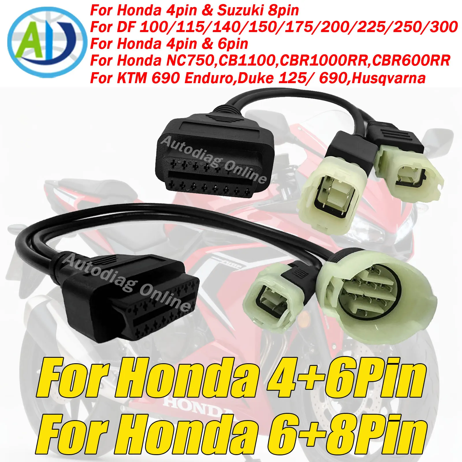 

Motorcycle OBD Connector for Honda 4pin Suzuki 8pin Boat Diagnostic Adapter For KTM 690 Enduro,Duke 125/690 OBD Diagnostic Cable