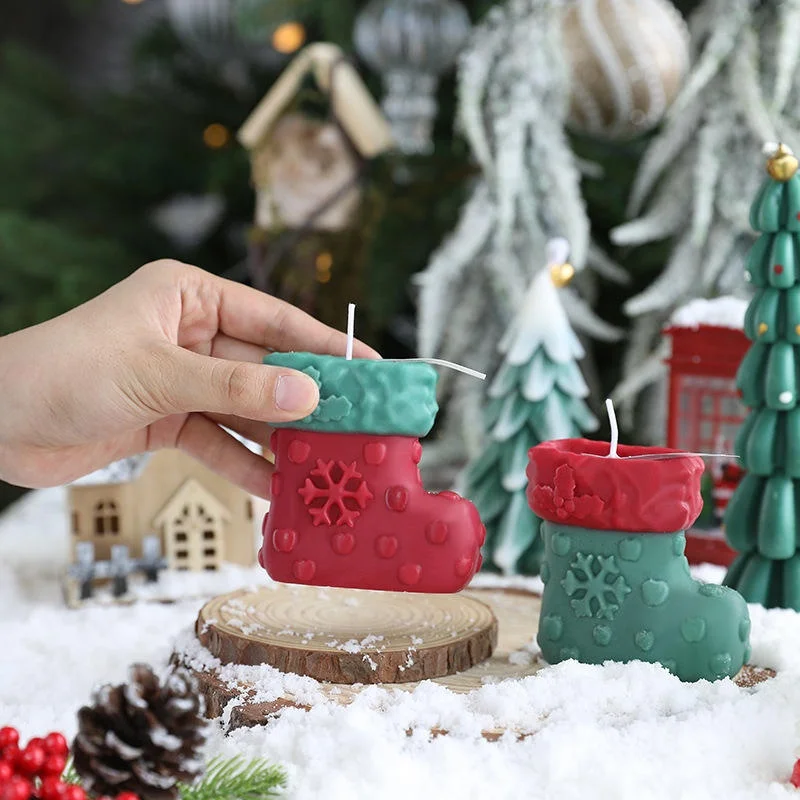 Christmas Theme Sock Shaped Aromatherapy Candle Dual-use Fragrance Home Ornament Decor for Xmas Holiday Party