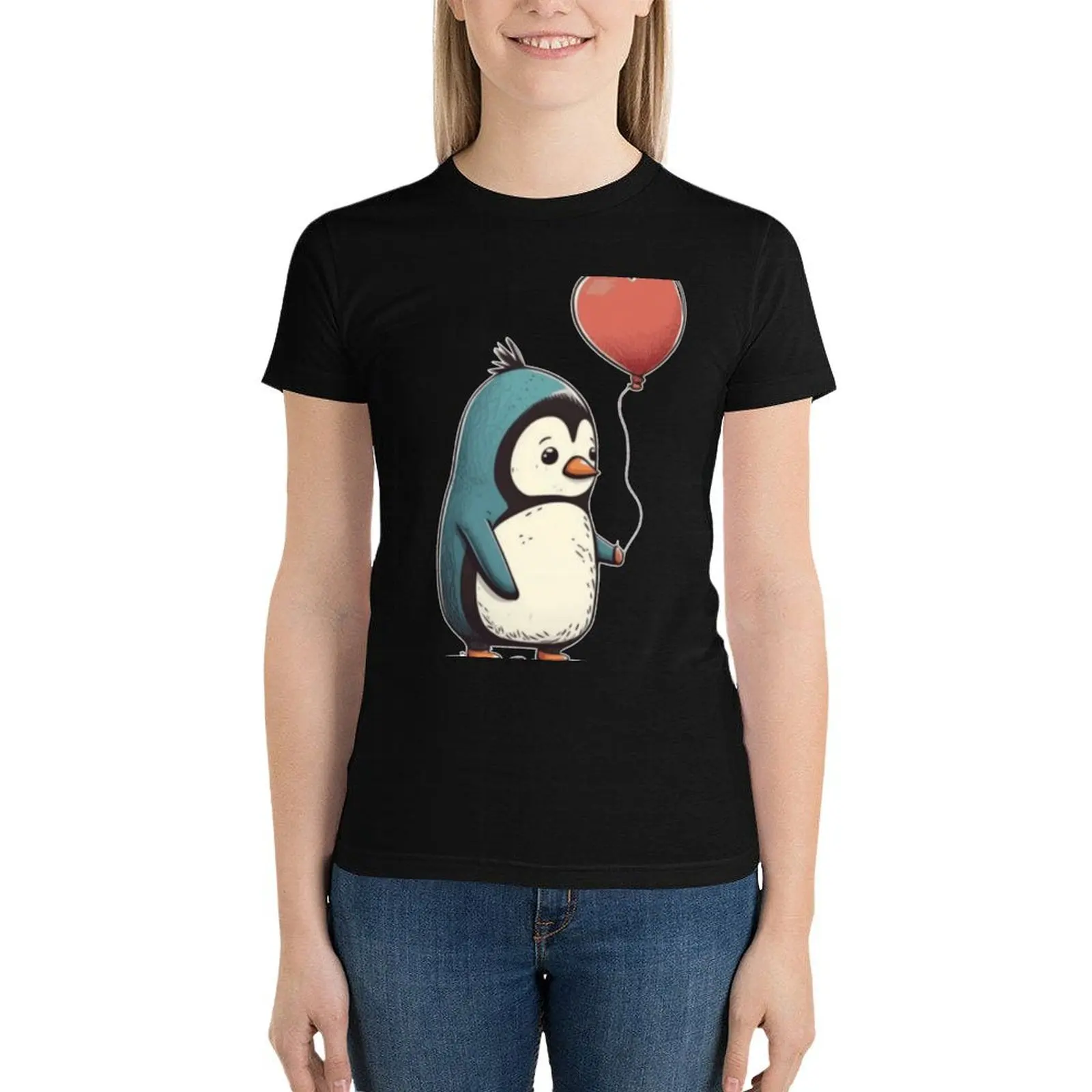 Penguin penguin penguins antarctic heart gift T-Shirt Female clothing vintage clothes quick-drying Summer Women's clothing