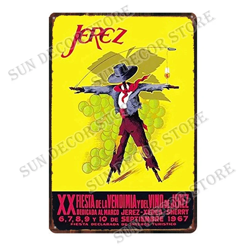 JEREZ FLORIO Spanish Wine Retro Metal Sign Plaque Vintage Tin Wall Decor Club Man Cave Bar Decoration Plates 8X12 Inch  A-2348
