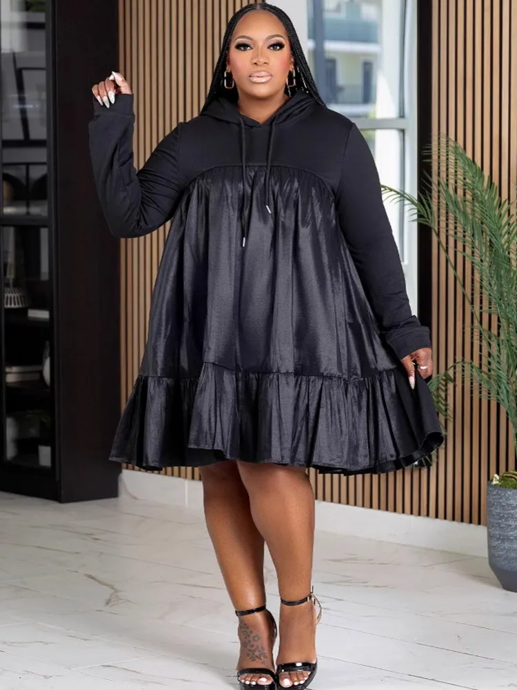 L-5XL Plus Size Clothes Dresses Women Robes 2025 Spring Autumn Long Sleeve Street Style Casual 3XL 4XL Big Size Dress Oversized