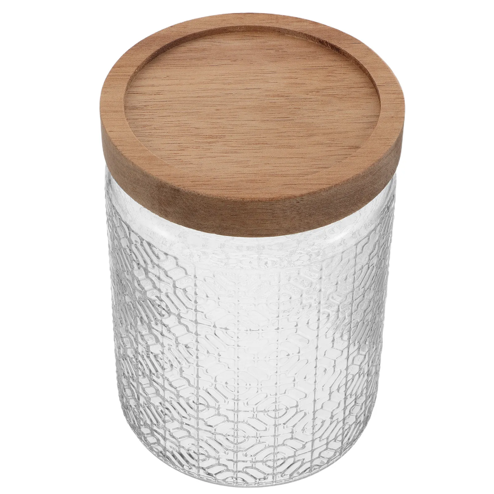 23.7oz Wide Mouth Sealed Glass Jar Canister Airtight Clear Container Embossed Pattern Coffee Flour Sugar Dry Food Storage