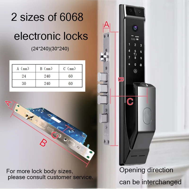 Tuya APP 3D face recognition smart door lock with camera fingerprint password digital electronic lock Remote unlocking