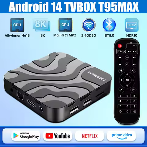 T95 Max Smart Android 12 TV Box Allwinner H618 Ultra HD 8K Dual Band WiFi 2.4G/5G Google Netflix Bluetooth 5.0 Set Top Box